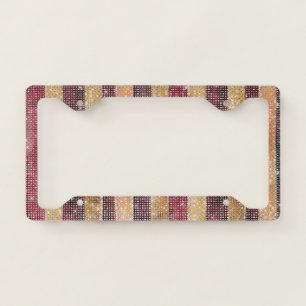 Red Gold Stripes Sparkle License Plate Frame