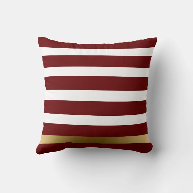 Red & Gold Stripes Throw Pillow (Back)