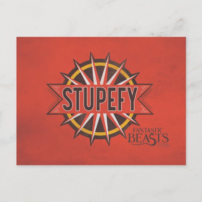 Red & Gold Stupefy Spell Graphic Postcard (Front)