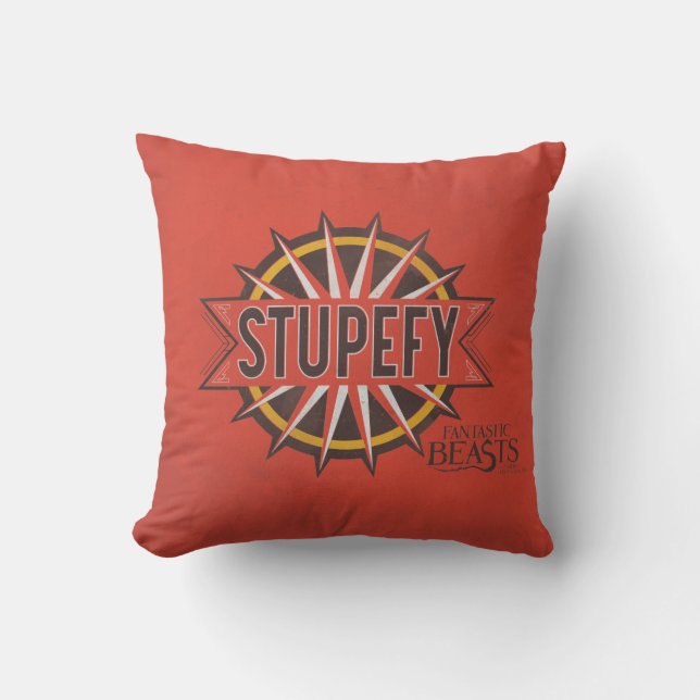 Red & Gold Stupefy Spell Graphic Throw Pillow (Front)