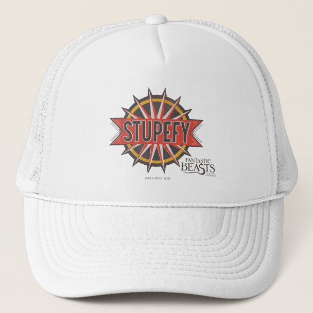 Red & Gold Stupefy Spell Graphic Trucker Hat (Front)
