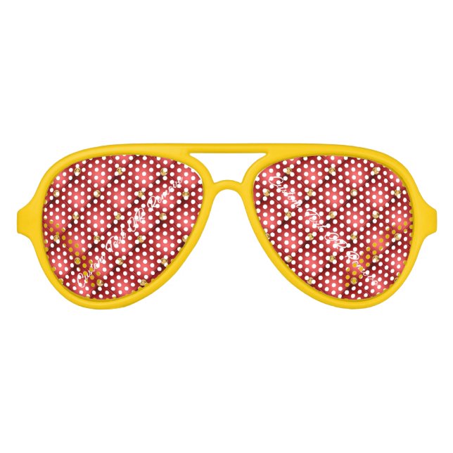 Red Gold Sunglasses with Custom Text (Front)