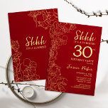 Red Gold Surprise 30th Birthday Invitation<br><div class="desc">Red Gold Surprise 30th Birthday Invitation. Minimalist modern feminine design features botanical accents and typography script font. Simple floral invite card perfect for a stylish female surprise bday celebration.</div>