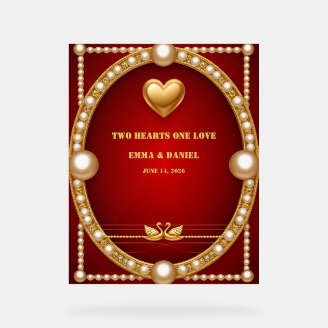 Red Gold Swan Wedding Couple Decor 💍 (Front)