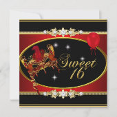 Red Gold Sweet Sixteen Sweet 16 Masquerade Invitation (Front)