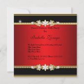 Red Gold Sweet Sixteen Sweet 16 Masquerade Invitation (Back)