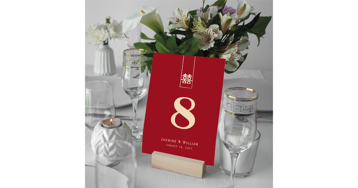 Red Gold Tall Rectangle Double Xi Chinese Wedding Table Number Zazzle red-gold-tall-rectangle-double-xi-chinese-wedding-table-number-zazzle