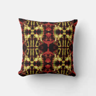 Red Gold Tan Brown Stained Glass Large Mosaics Throw Pillow