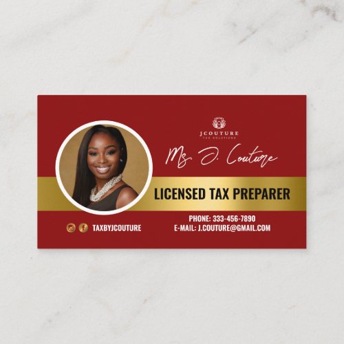 Red  Gold Tax Preparer Accounting Business Card