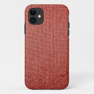 Red & Gold Thin Vertical Stripe Fabric Texture  iPhone 11 Case
