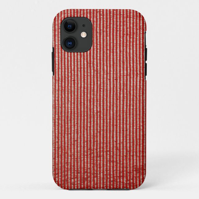 Red & Gold Thin Vertical Stripe Fabric Texture  Case-Mate iPhone Case (Back)