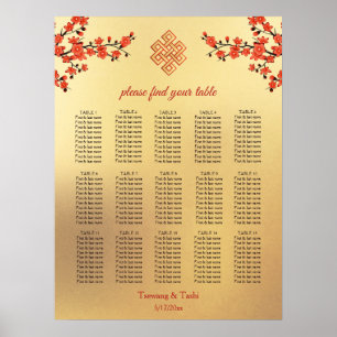 Red Gold Tibetan Wedding Seating Chart