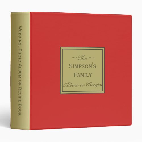 Red  Gold To Organize Your Wedding Photos Recipes 3 Ring Binder