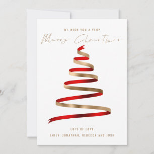 Red Gold Tree 2027 Calendar Merry Christmas Holiday Card
