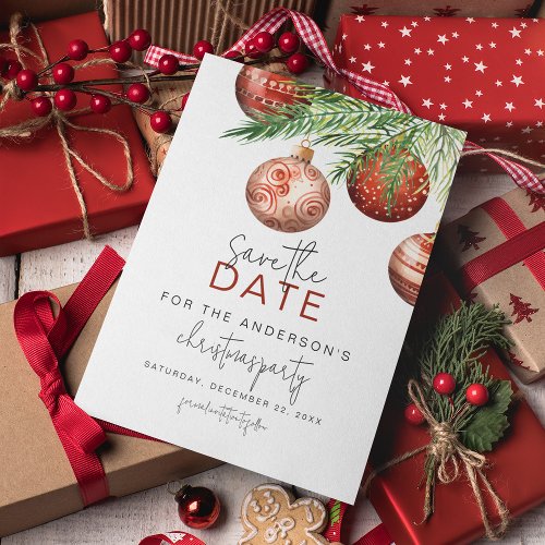 Red  Gold Tree Ornaments  Christmas Party Save The Date