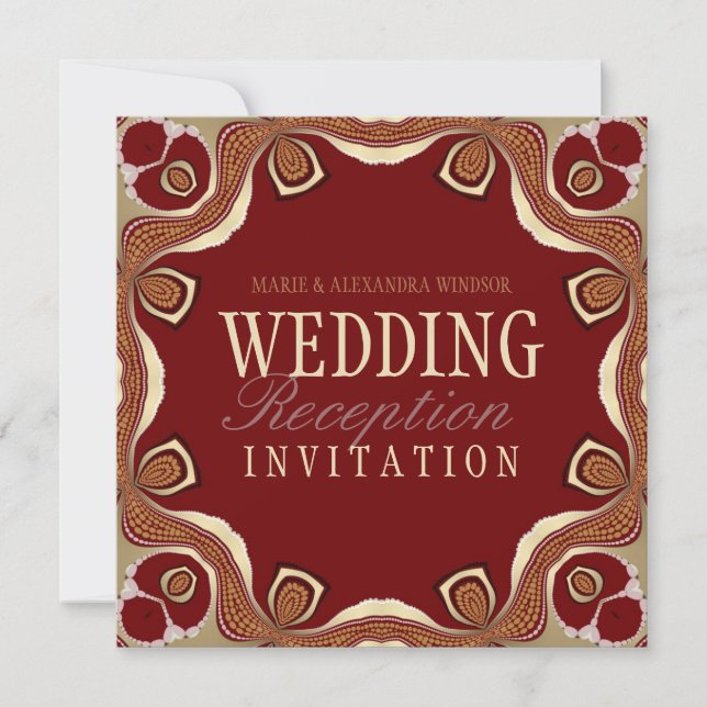 Red+Gold Tribal Royal Alternative Wedding Invitati Invitation (Front)