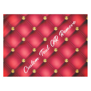 Red Gold Tufted Tablecloth Personalized Text