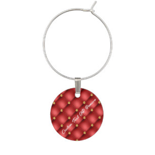 Red Gold Tufted Wine Charms Peraonalized Text
