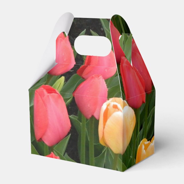 Red & Gold Tulip Party Favor Box (Back Side)