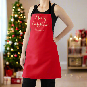 Red & Gold Typography Christmas Holiday Baking Apron
