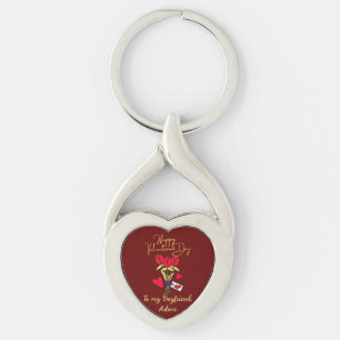 red gold valentine couple personalized customize keychain
