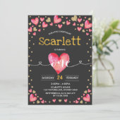 Red Gold Valentines Sweetheart 1st Birthday Invitation (Standing Front)