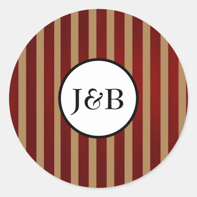 Red & Gold Vertical Stripes Striped Pattern Classic Round Sticker (Front)