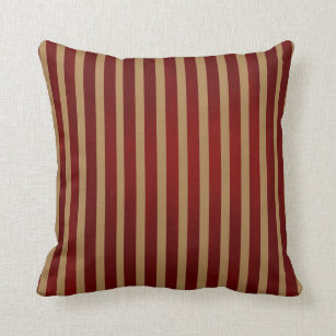 Red & Gold Vertical Stripes Striped Pattern Throw Pillow