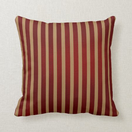 Red & Gold Vertical Stripes Striped Pattern Throw Pillow