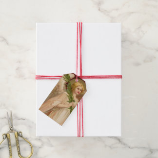 Red Gold Victorian Christmas Angel Gift Tags