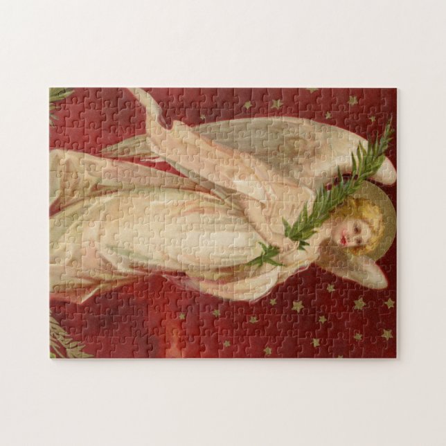 Red Gold Victorian Christmas Angel Jigsaw Puzzle | Zazzle