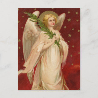 Red Gold Victorian Christmas Angel Postcard