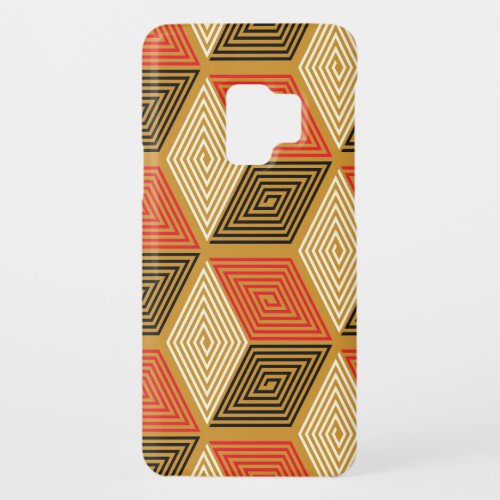 Red Gold Vintage Cube Pattern Case_Mate Samsung Galaxy S9 Case