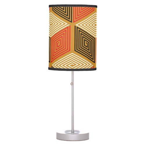 Red Gold Vintage Cube Pattern Table Lamp