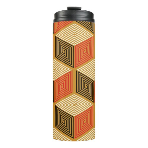 Red Gold Vintage Cube Pattern Thermal Tumbler