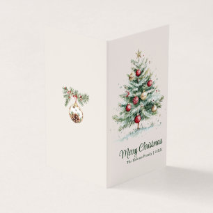 Red & Gold Vintage Old Christmas Tree Holiday Card