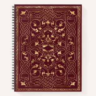 Red Gold Vintage Ornate Gold Notebook