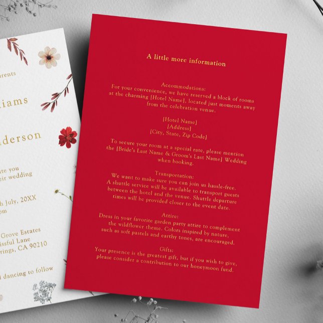 Red Gold Wedding Details Card (Creator Uploaded)