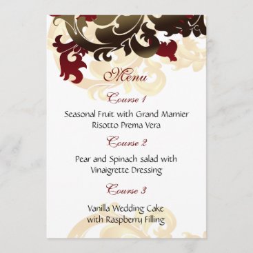 red gold wedding menu