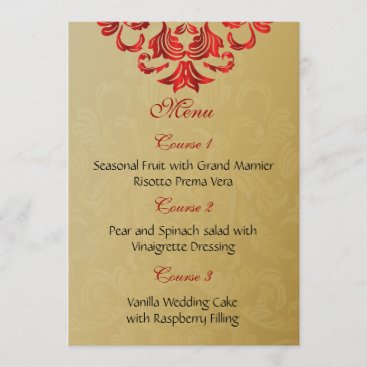 red gold wedding menu