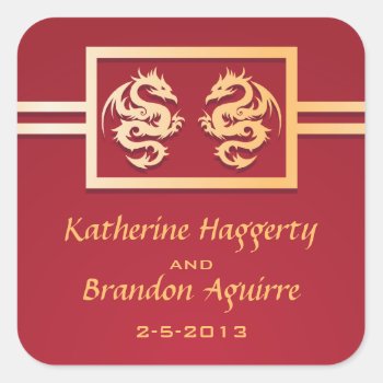 Red & Gold Wedding Stickers by youreinvited at Zazzle