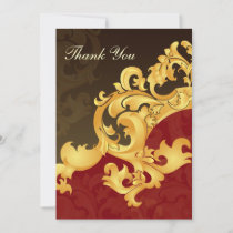 red gold wedding ThankYou Cards