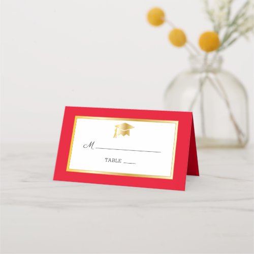 Red  Gold  White Grad Cap Place Cards