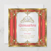 Red Gold White Pearl Princess Quinceanera Invitation (Front)