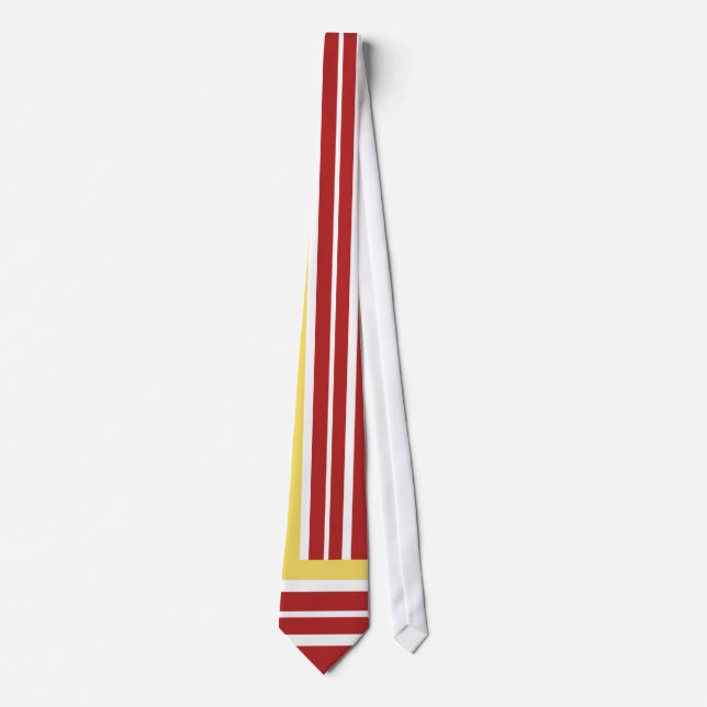 Red, Gold, White Retro Checkerboard Tie (Front)