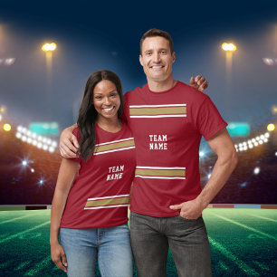 Red Gold White Sports Jersey Team Name Unisex T-Shirt