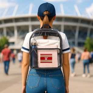 Red Gold White Sports Striped Team Name Clear Backpack