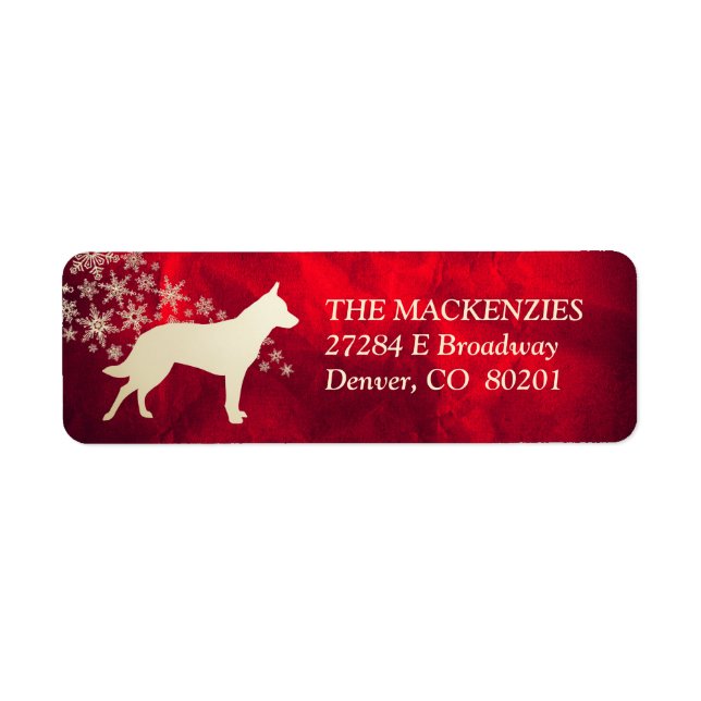 Red Gold Winter Australian Cattle Dog Label (Front)