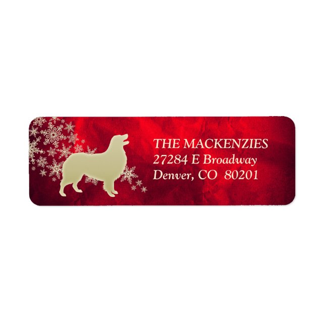 Red Gold Winter Australian Shepherd Label (Front)