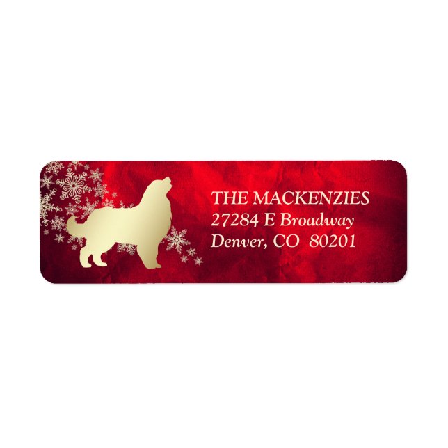 Red Gold Winter Bernese Mountain Dog Label (Front)